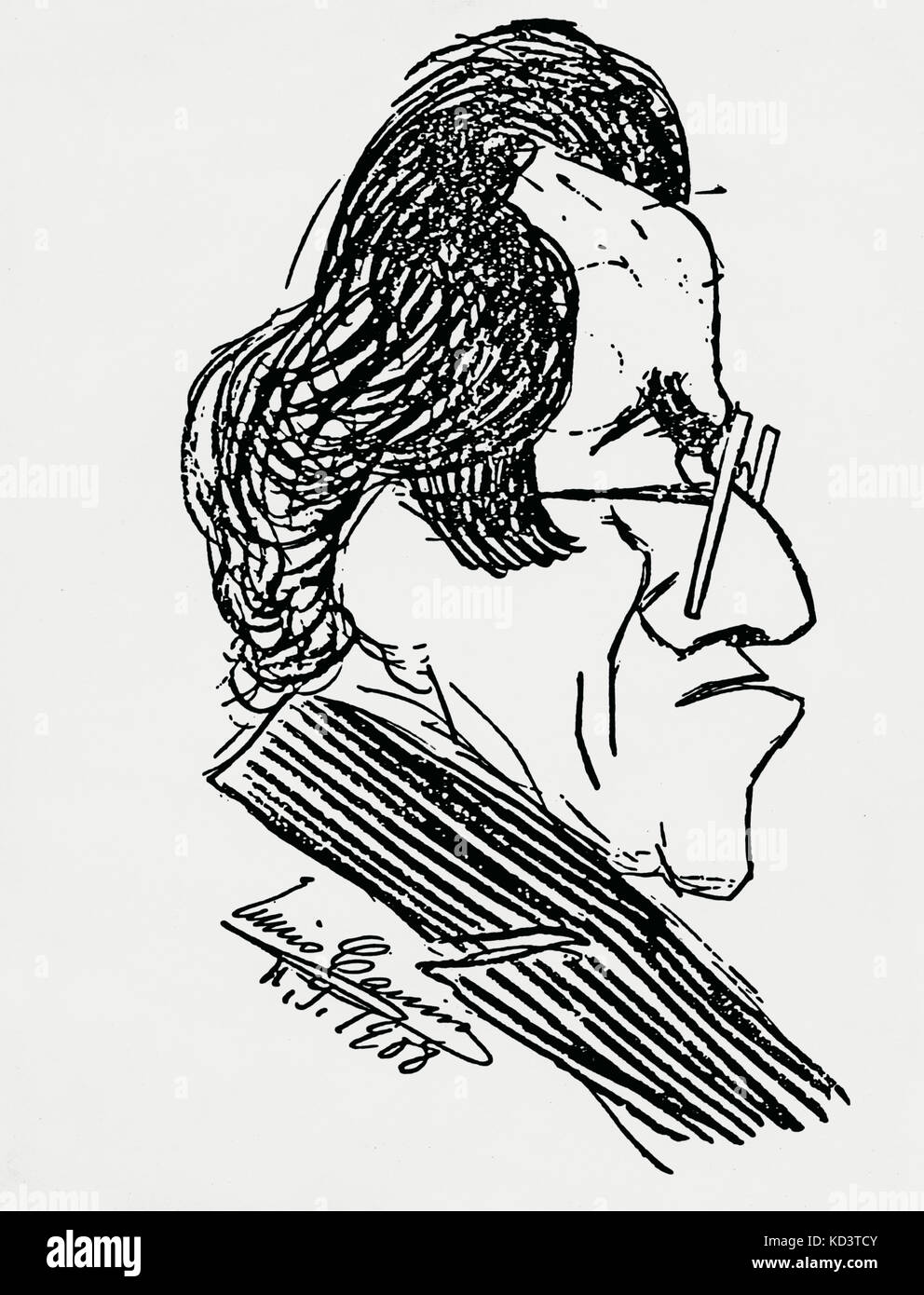 MAHLER, Gustav - caricatura da Caruso, Enrico disegnato nel 1908 . Il compositore austriaco, 7 luglio 1860 - 18 Maggio 1911 Foto Stock