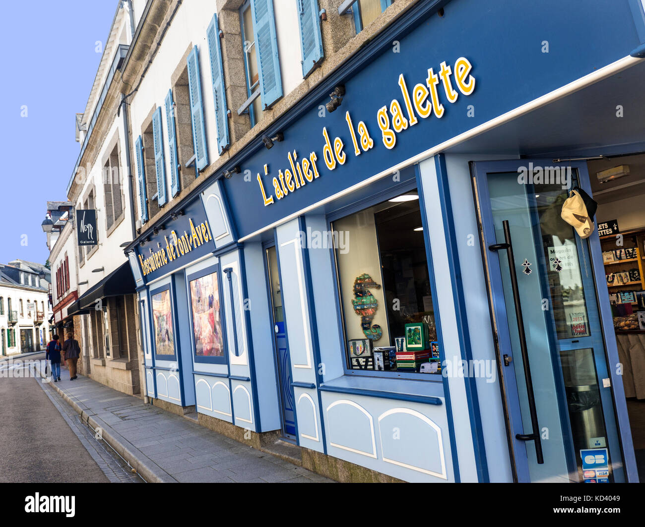 Rinomato 'Biscuiterie' negozio di vendita galette, biscotti torte negozio di specialità.Pont-Aven Bretagna Francia Foto Stock