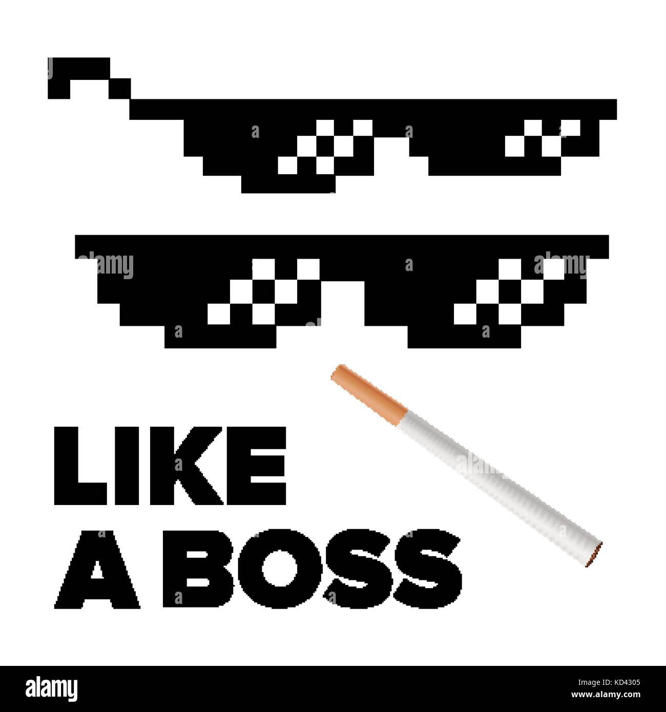 Occhiali di pixel vettore. come un boss. thug lifestyle per meme foto e immagini. illustrazione isolato Illustrazione Vettoriale