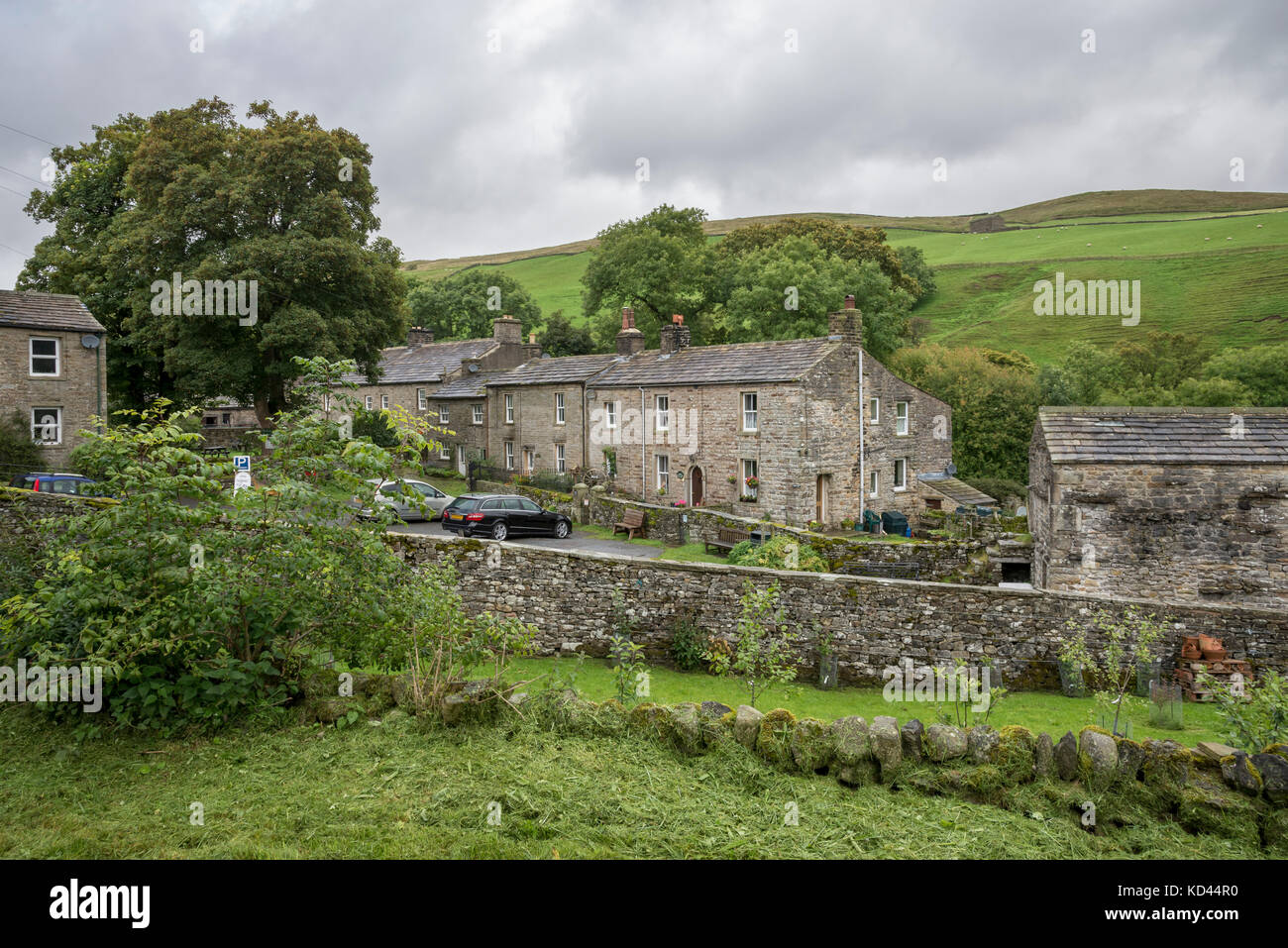Il remoto villaggio di Keld nell'Upper Swaledale, nel North Yorkshire, in Inghilterra. Foto Stock