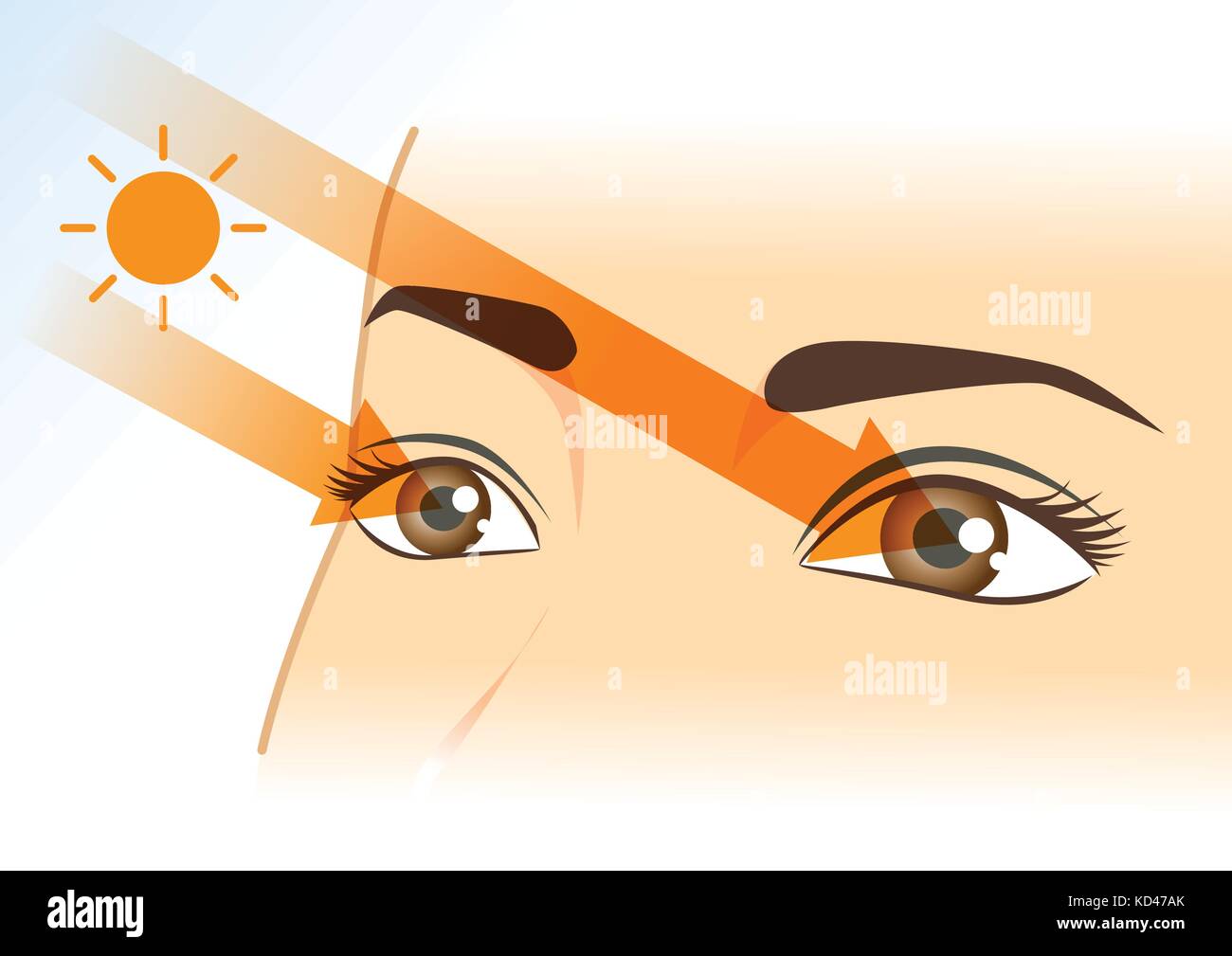 La luce solare in occhi di donna. Illustrazione Vettoriale