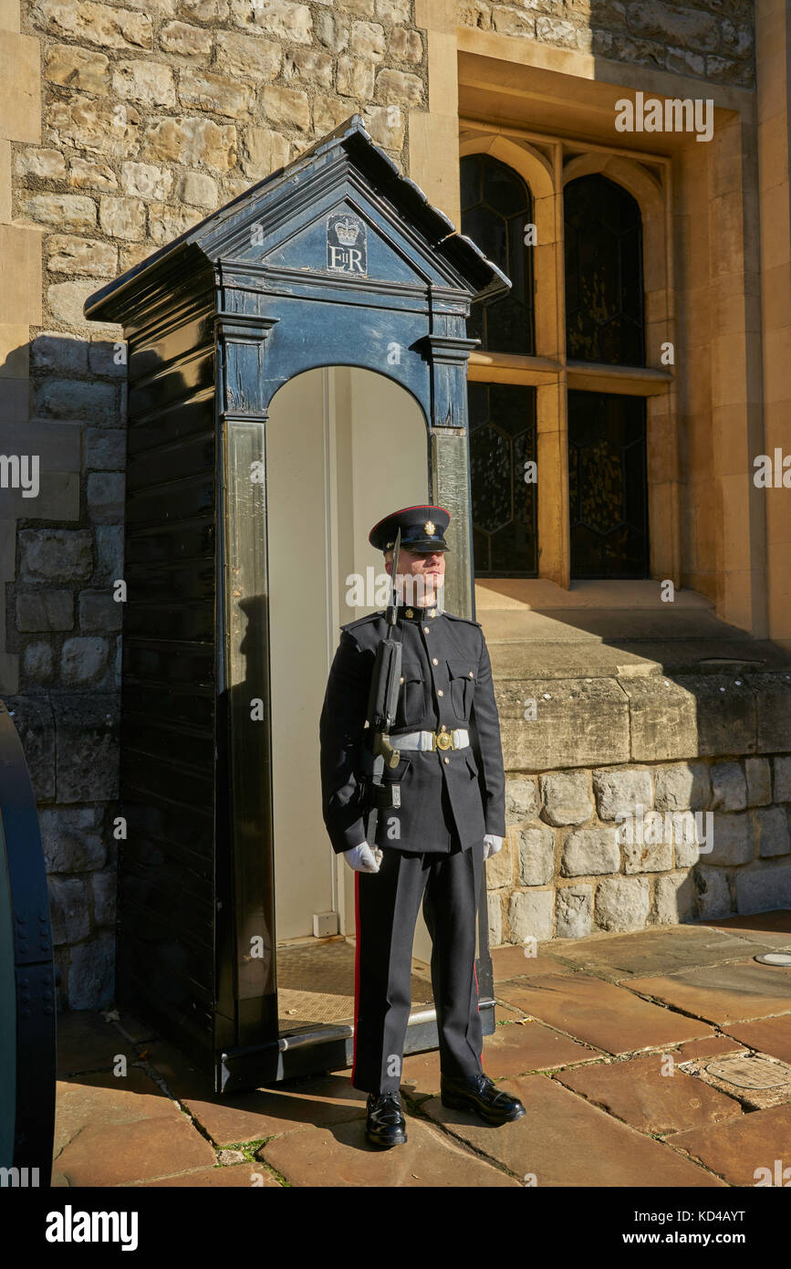 Royal Guard Torre di Londra Foto Stock