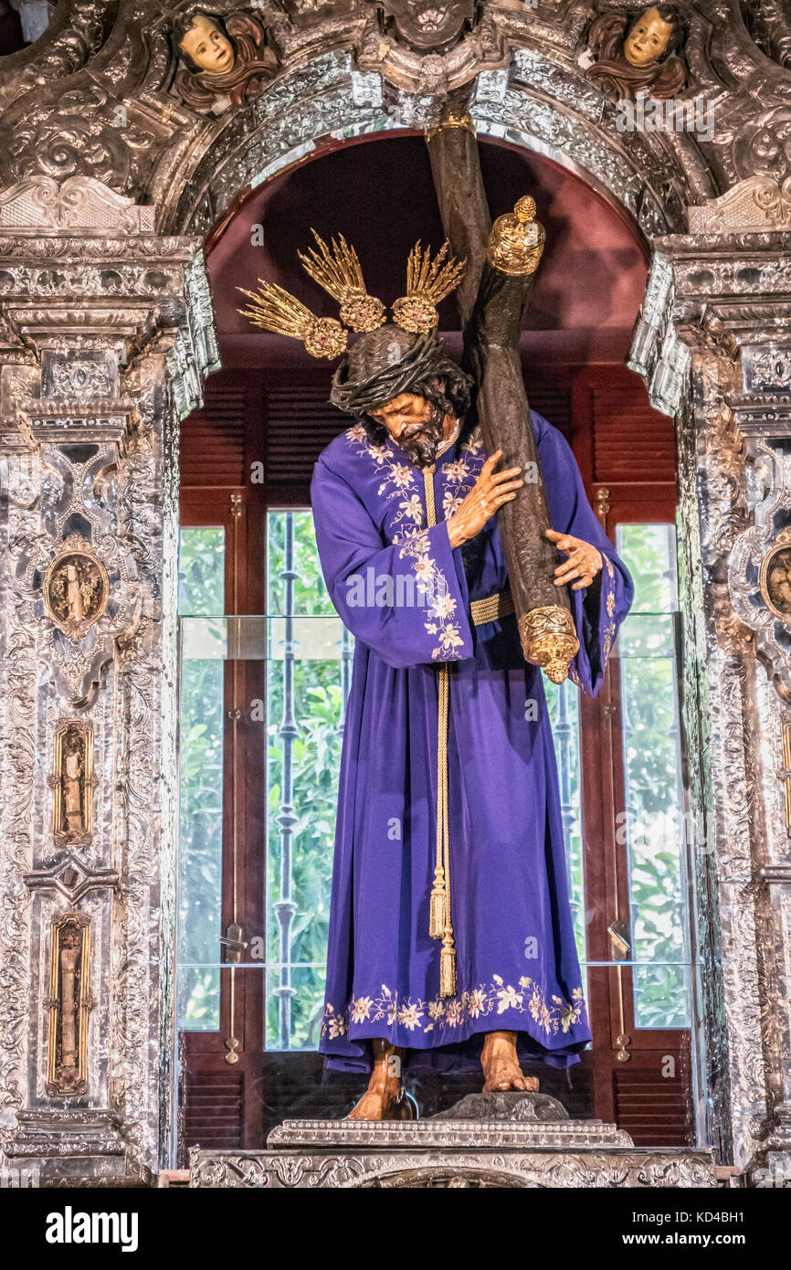 Pala d'altare del Señor de Passion, opera barocca di Cayetano da Costa del 1770, nella Chiesa di El Salvador, Siviglia, Andalusia, Spagna Foto Stock