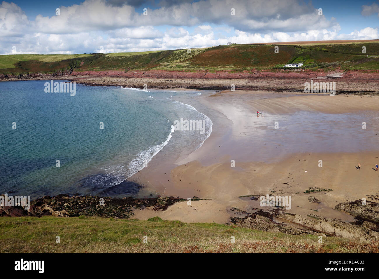 Manorbier Beach in Pembrokeshire Foto Stock