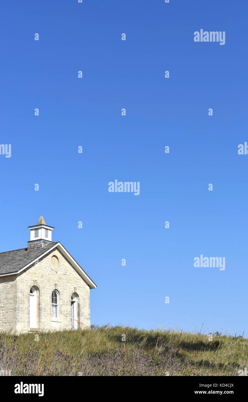 Una stanza Schoolhouse - Fox creek School - Flint Hills regione erba alta Prairie National Preserve, Kansas, STATI UNITI D'AMERICA Foto Stock