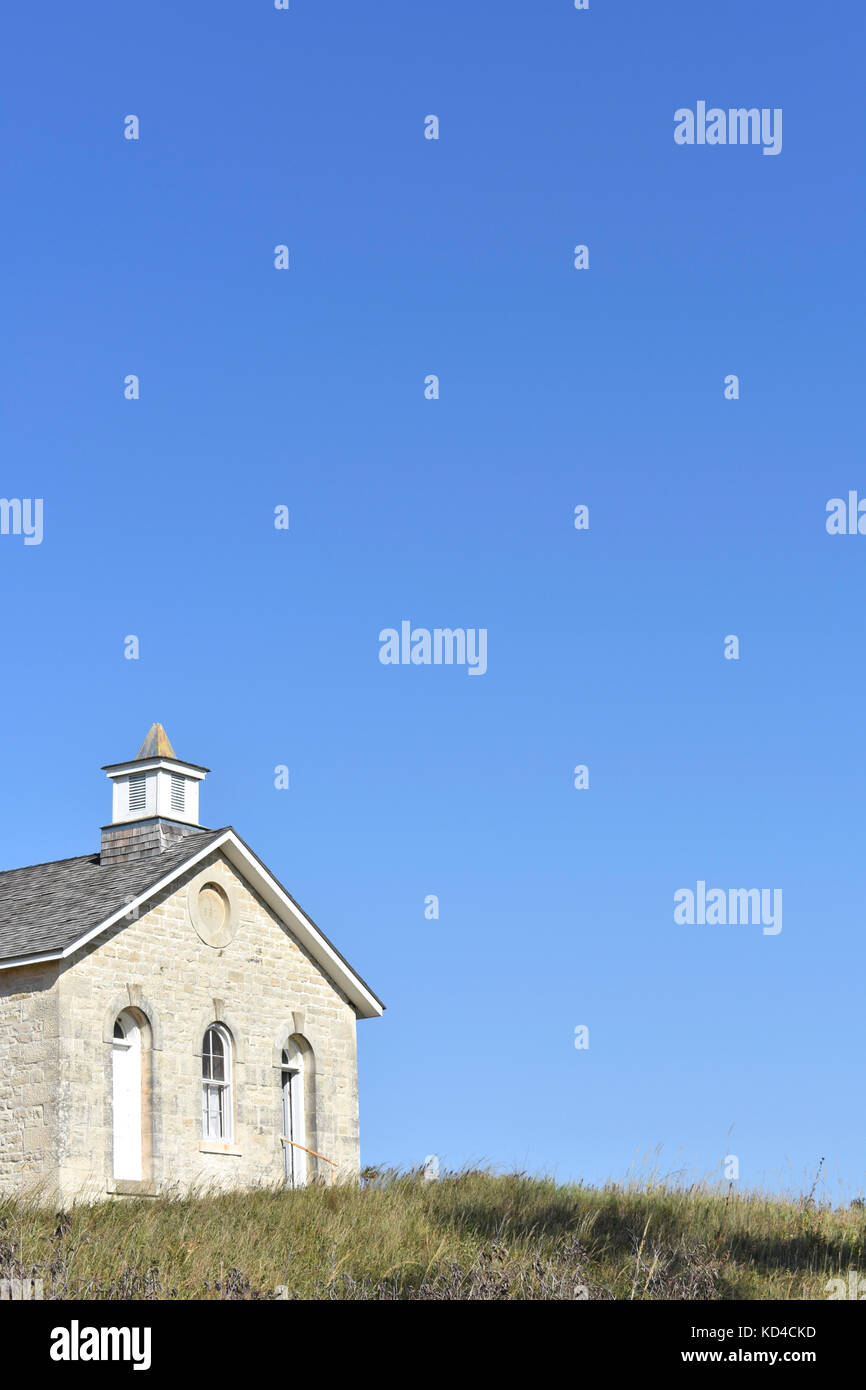 Una stanza Schoolhouse - Fox creek School - Flint Hills regione erba alta Prairie National Preserve, Kansas, STATI UNITI D'AMERICA Foto Stock