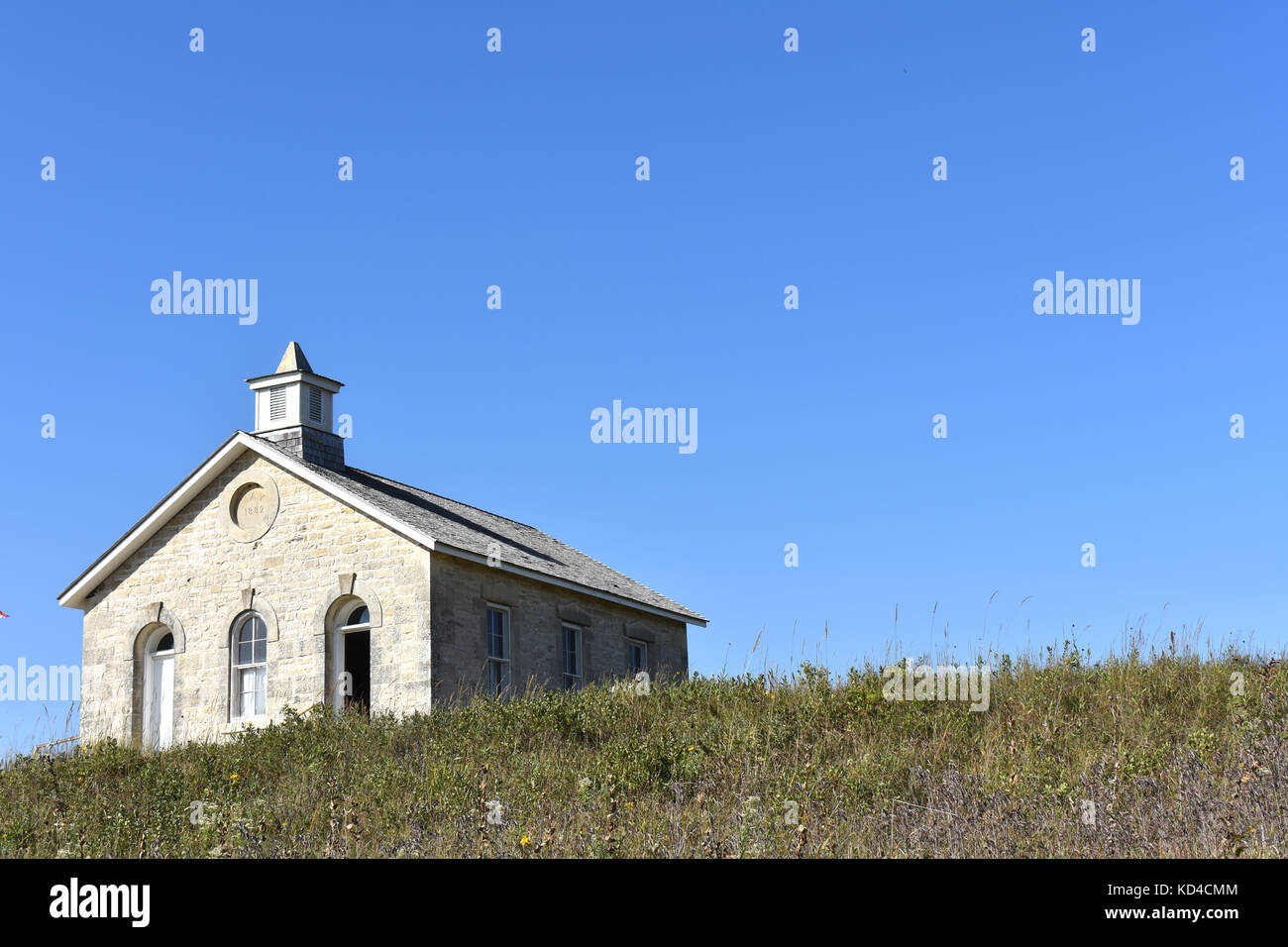 Una stanza Schoolhouse - Fox creek School - Flint Hills regione erba alta Prairie National Preserve, Kansas, STATI UNITI D'AMERICA Foto Stock