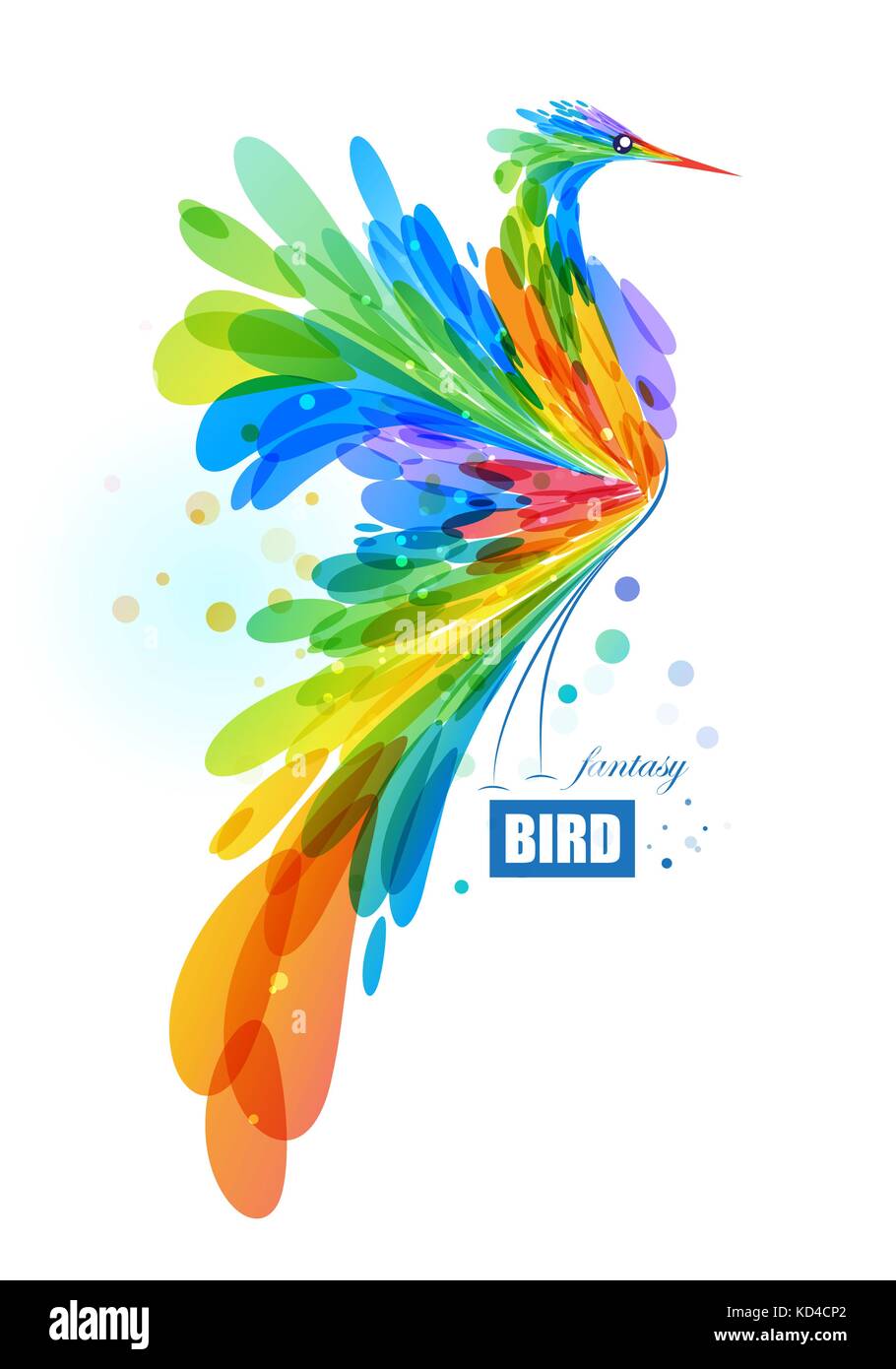 Fantasia astratta bird su sfondo bianco Illustrazione Vettoriale