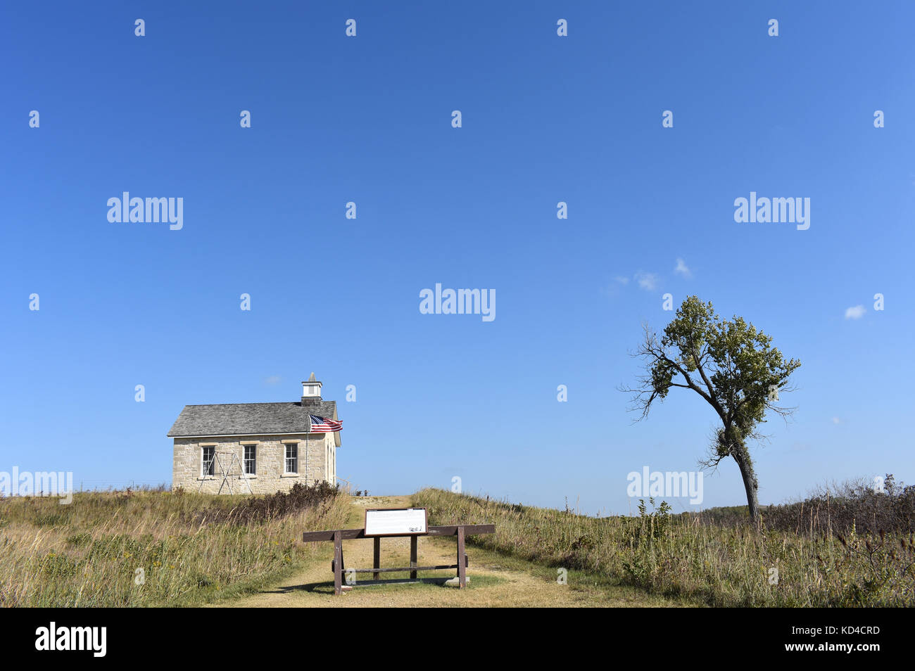 Una stanza Schoolhouse - Fox creek School - Flint Hills regione erba alta Prairie National Preserve, Kansas, STATI UNITI D'AMERICA Foto Stock