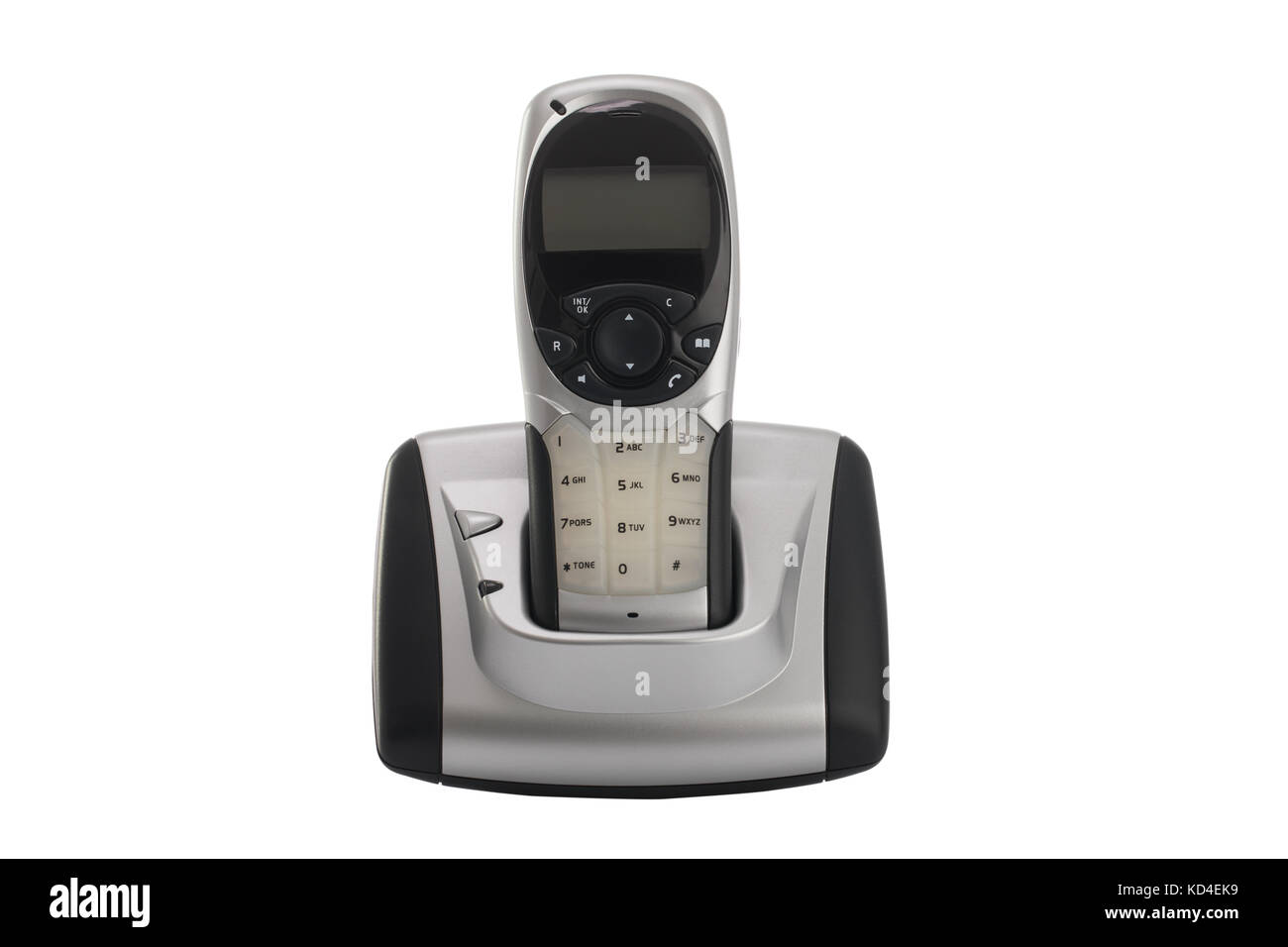 Moderno, cordless telefono di casa isolata su uno sfondo bianco Foto Stock