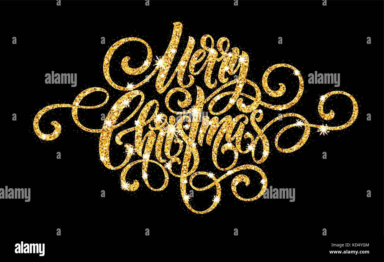 Buon Natale golden calligrafia caratteri di script. illustrazione vettoriale Illustrazione Vettoriale