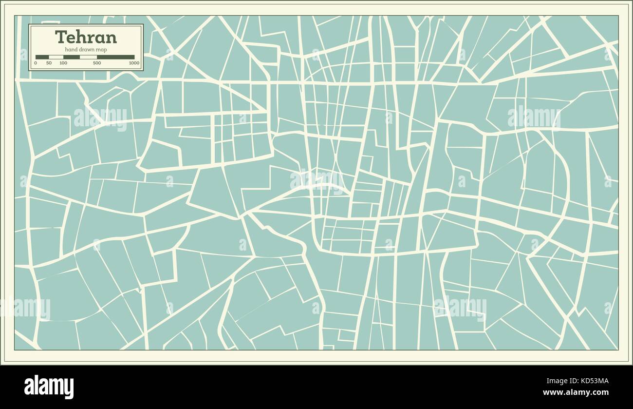 Tehran Iran mappa in stile retrò. Illustrazione Vettoriale. Illustrazione Vettoriale