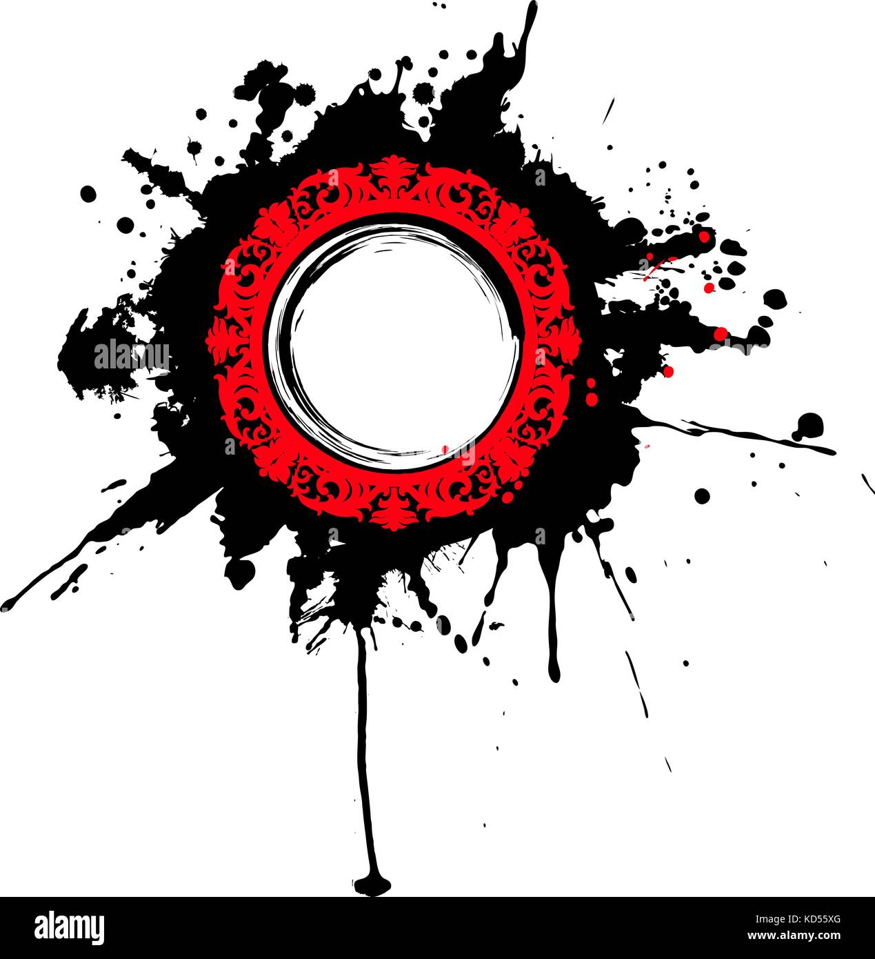 Circolare rosso grunge il telaio dello specchietto. Illustrazione Vettoriale Circolare rosso grunge il telaio dello specchietto. Illustrazione Vettoriale