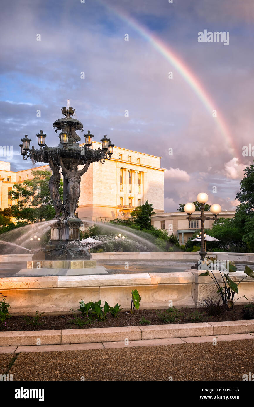 Washington DC Fontana Bartholdi con rainbow Foto Stock