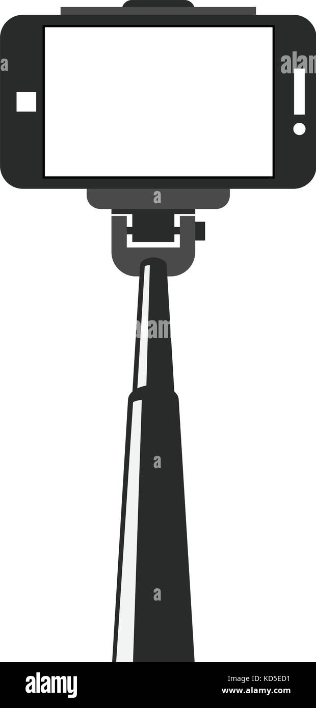 Selfie stick e lo smartphone con lo schermo è vuoto Illustrazione Vettoriale