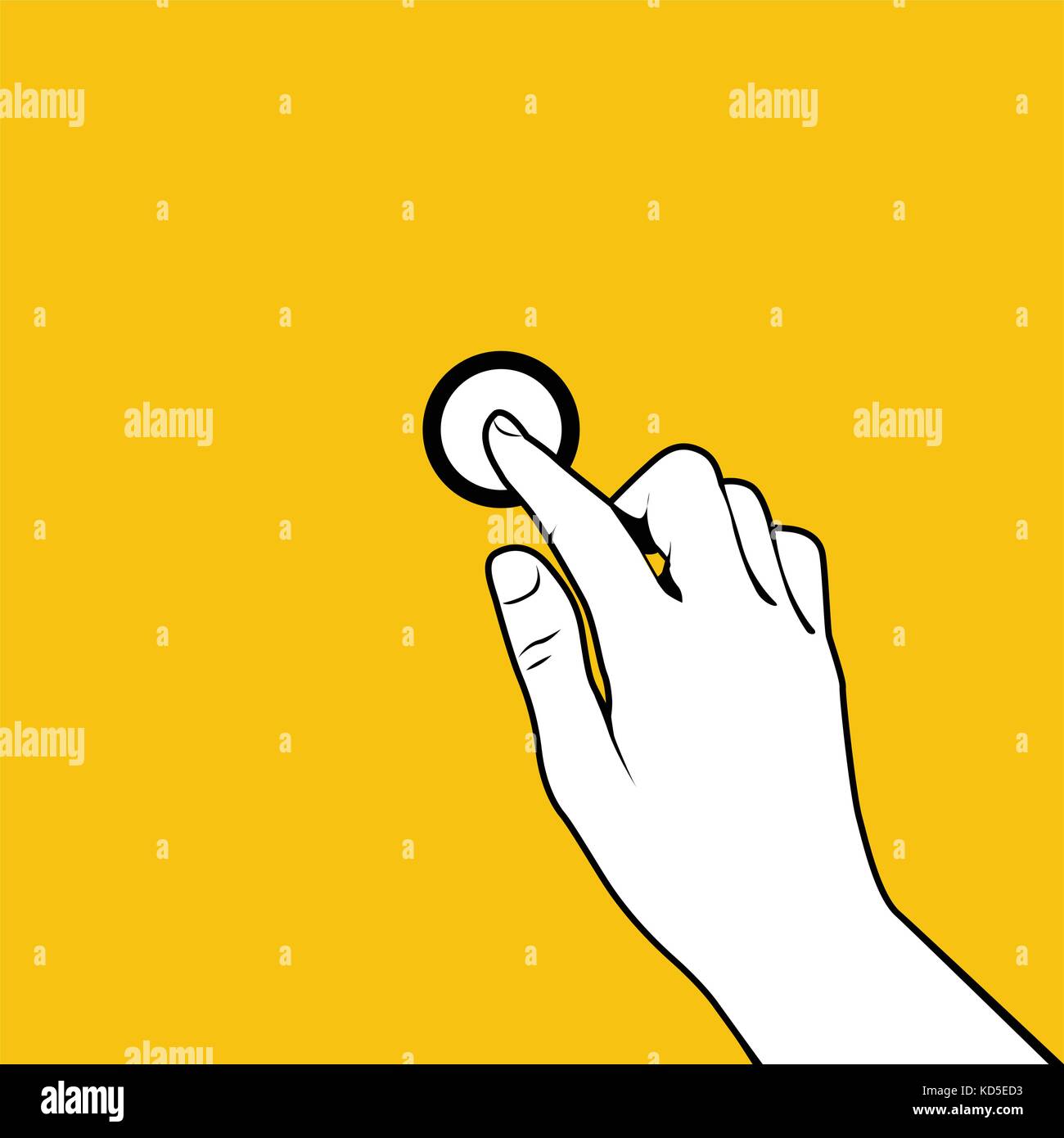 Dito premendo un pulsante - contorno a mano Illustrazione Vettoriale