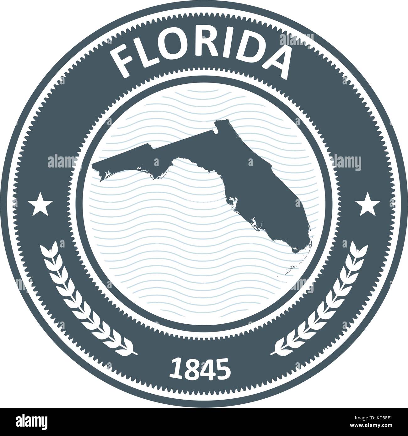Timbro della Florida con stato di contorno della mappa Illustrazione Vettoriale