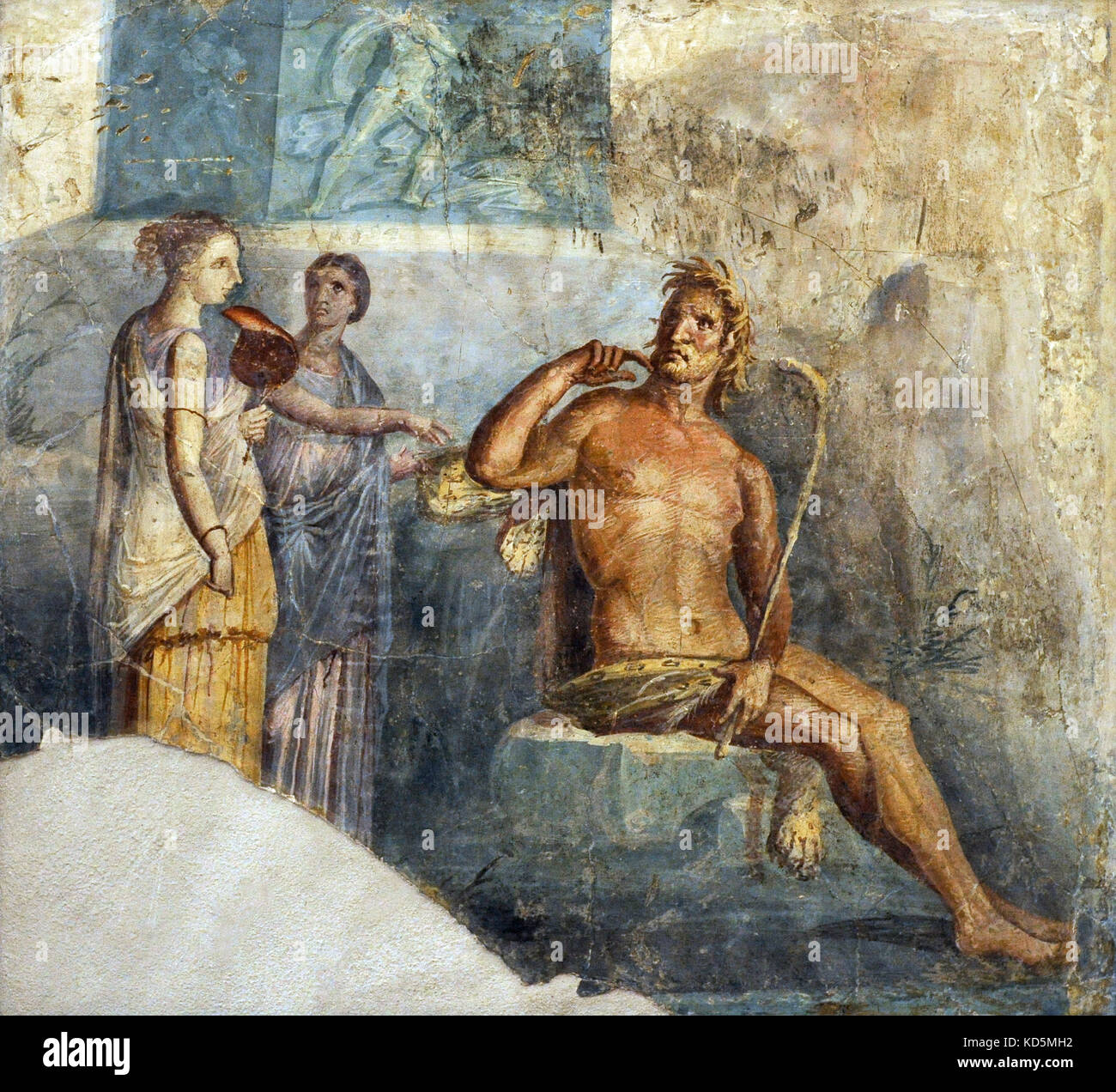 Galatea trova Polifemo. Affresco romano. Quarto stile pompeiano (45-79). Da Portici, Italia. Museo Archeologico Nazionale. Napoli. L'Italia. Foto Stock