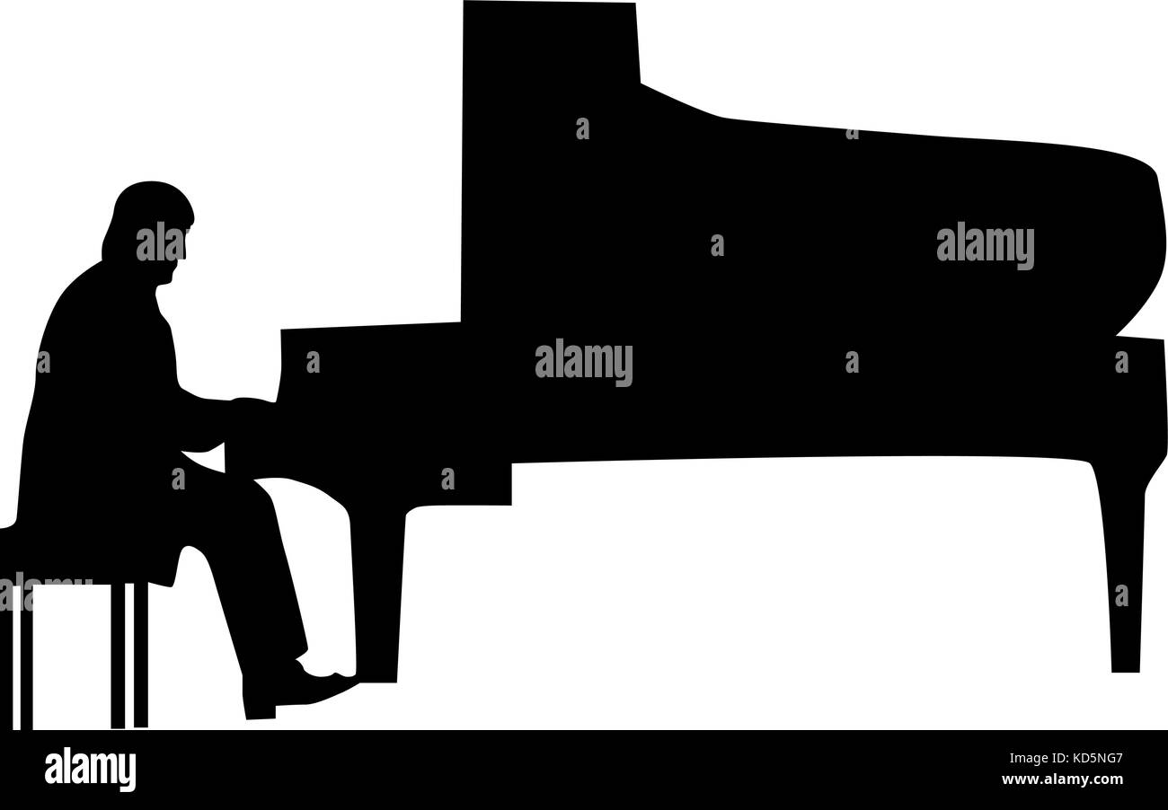 Pianista vettore silhouette Illustrazione Vettoriale