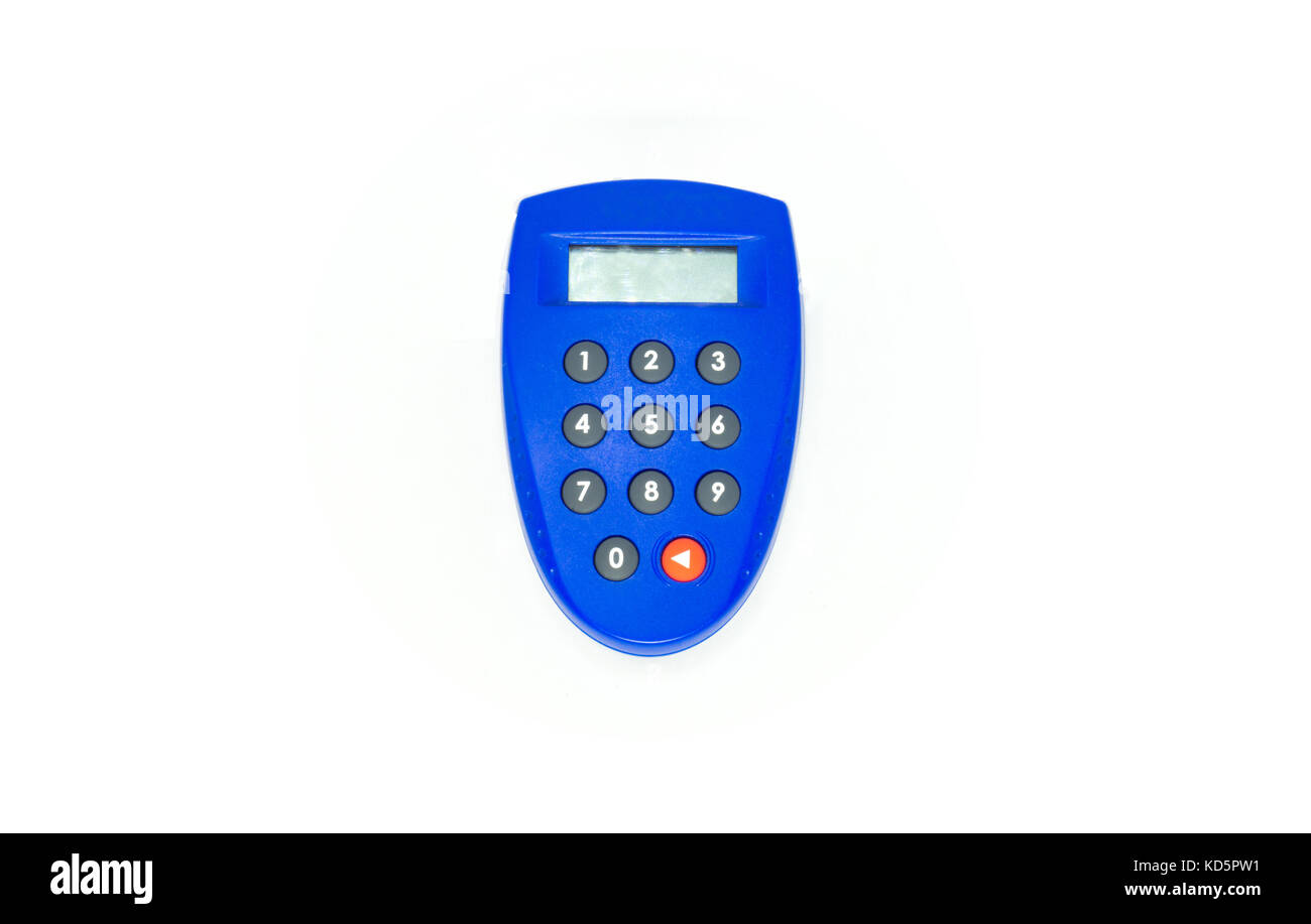 Protezione blu banca chiave token con pulsante e display Foto Stock