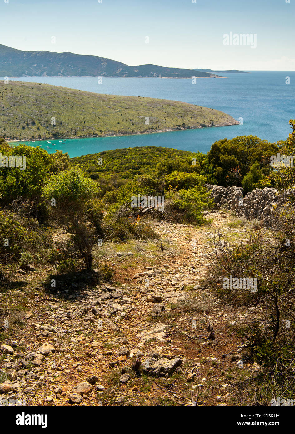 Calette vicino a Ustrine sull isola di Cres (Croazia) Foto Stock