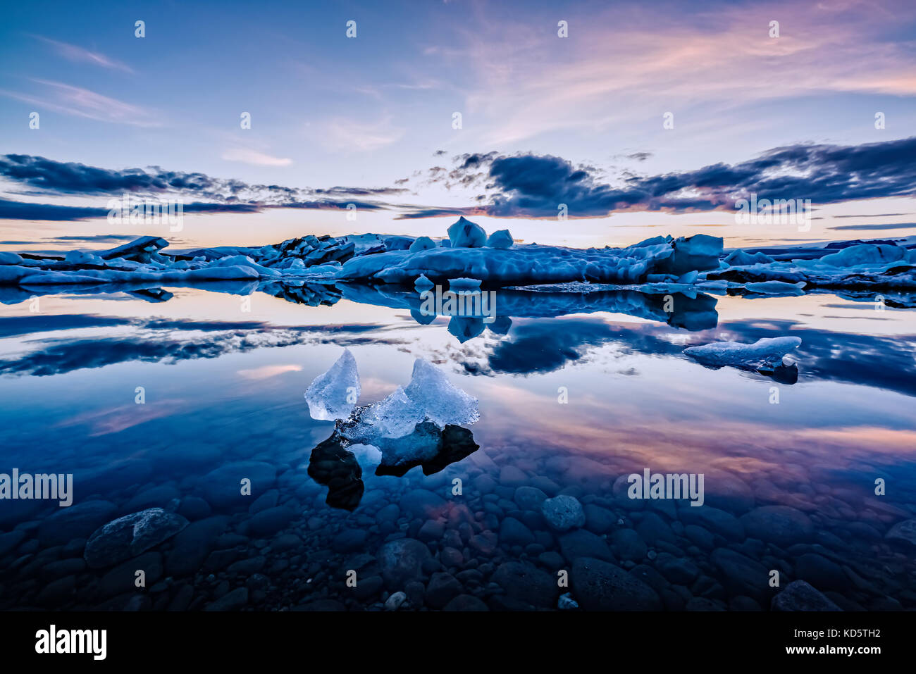 Il ghiaccio naturale scultura che pensiamo che assomiglia a un cane scotty al jokulsarlon laguna glaciale in Islanda Foto Stock