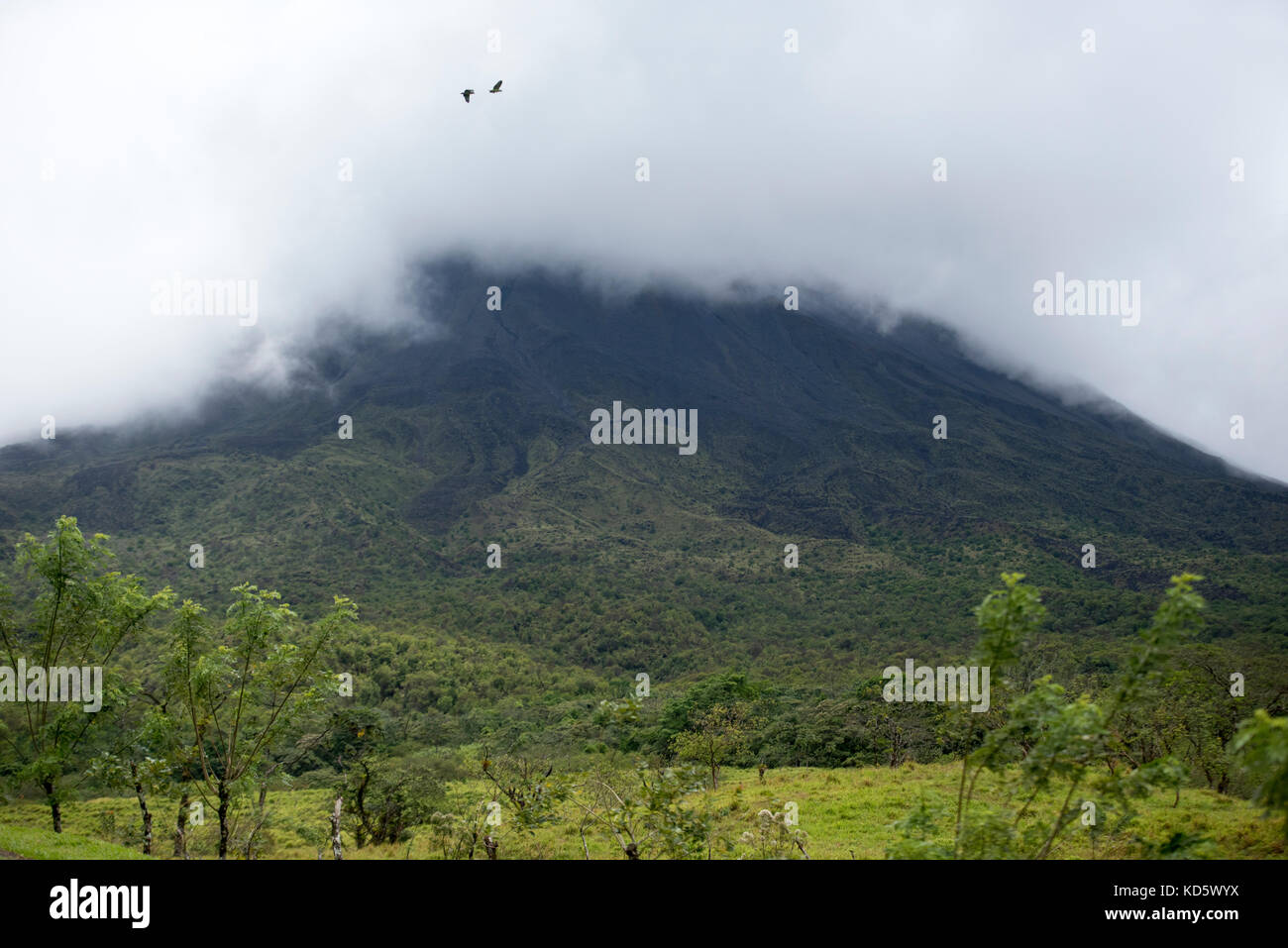 Il cloud che copre il picco del vulcano Arenal, La fortuna, Costa Rica Foto Stock