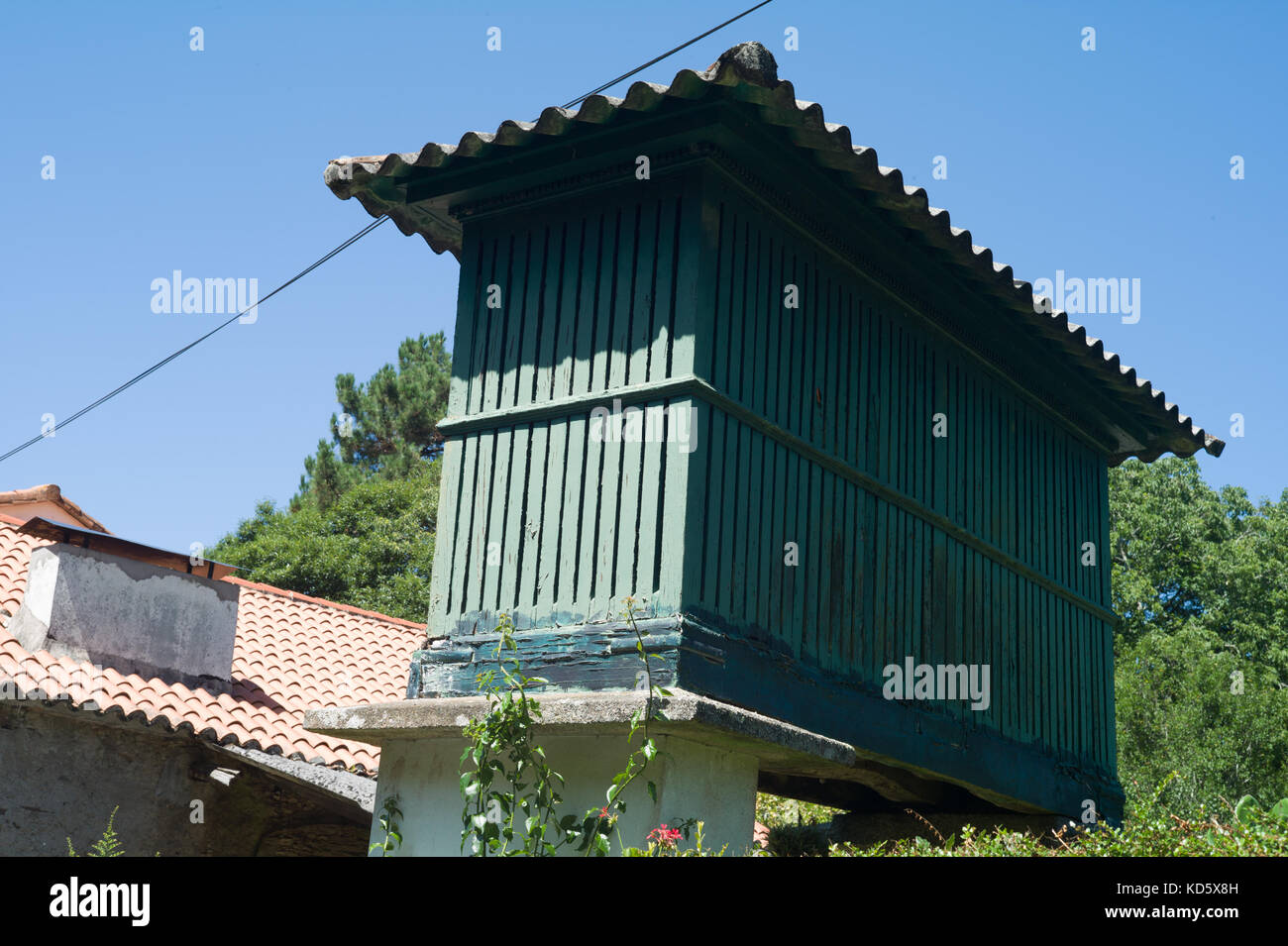 Vista del horreo, tipico spagnolo granaio Foto Stock