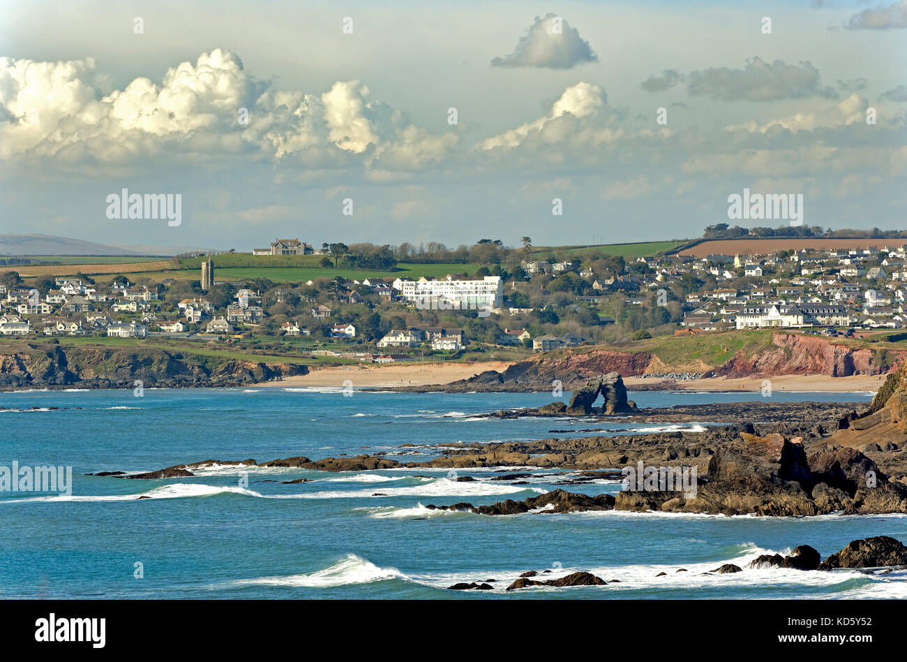 A sud di MILTON SANDS E THURLESTONE ROCK South Devon England Foto Stock