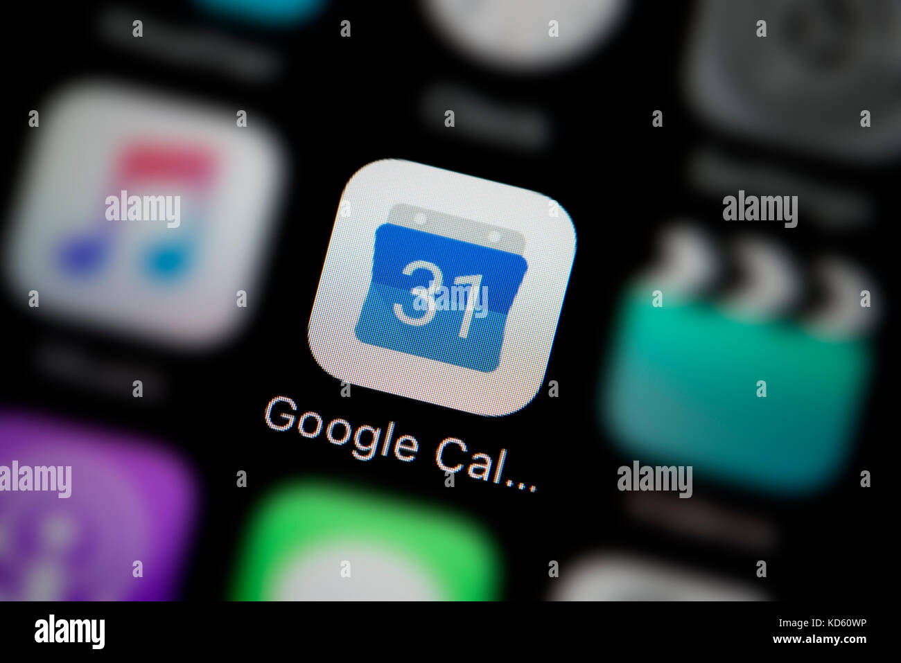 Una inquadratura ravvicinata del calendario di Google app, come si vede sullo schermo di un telefono intelligente (solo uso editoriale) Foto Stock