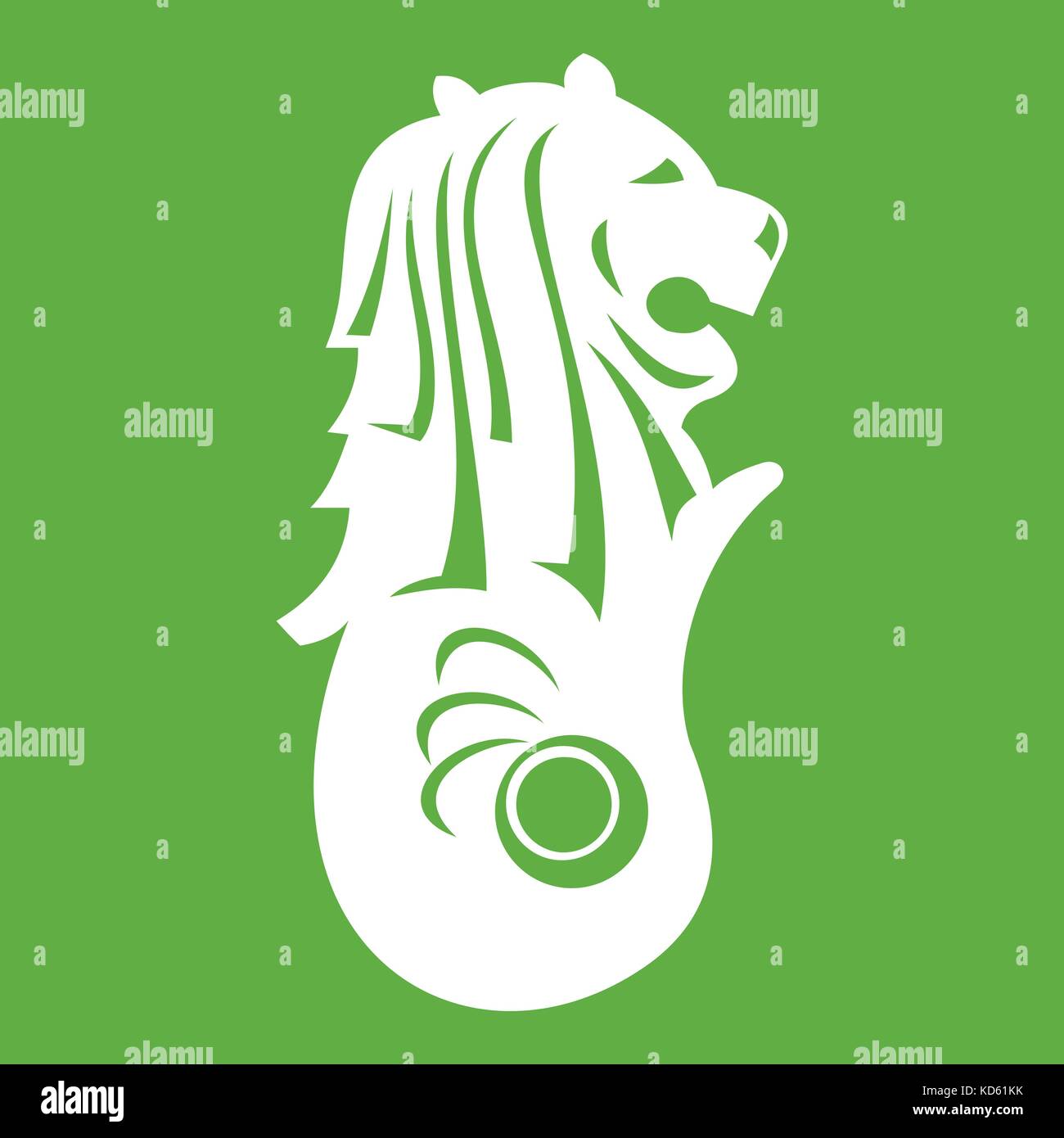 Statua Merlion, Singapore Icon green Illustrazione Vettoriale