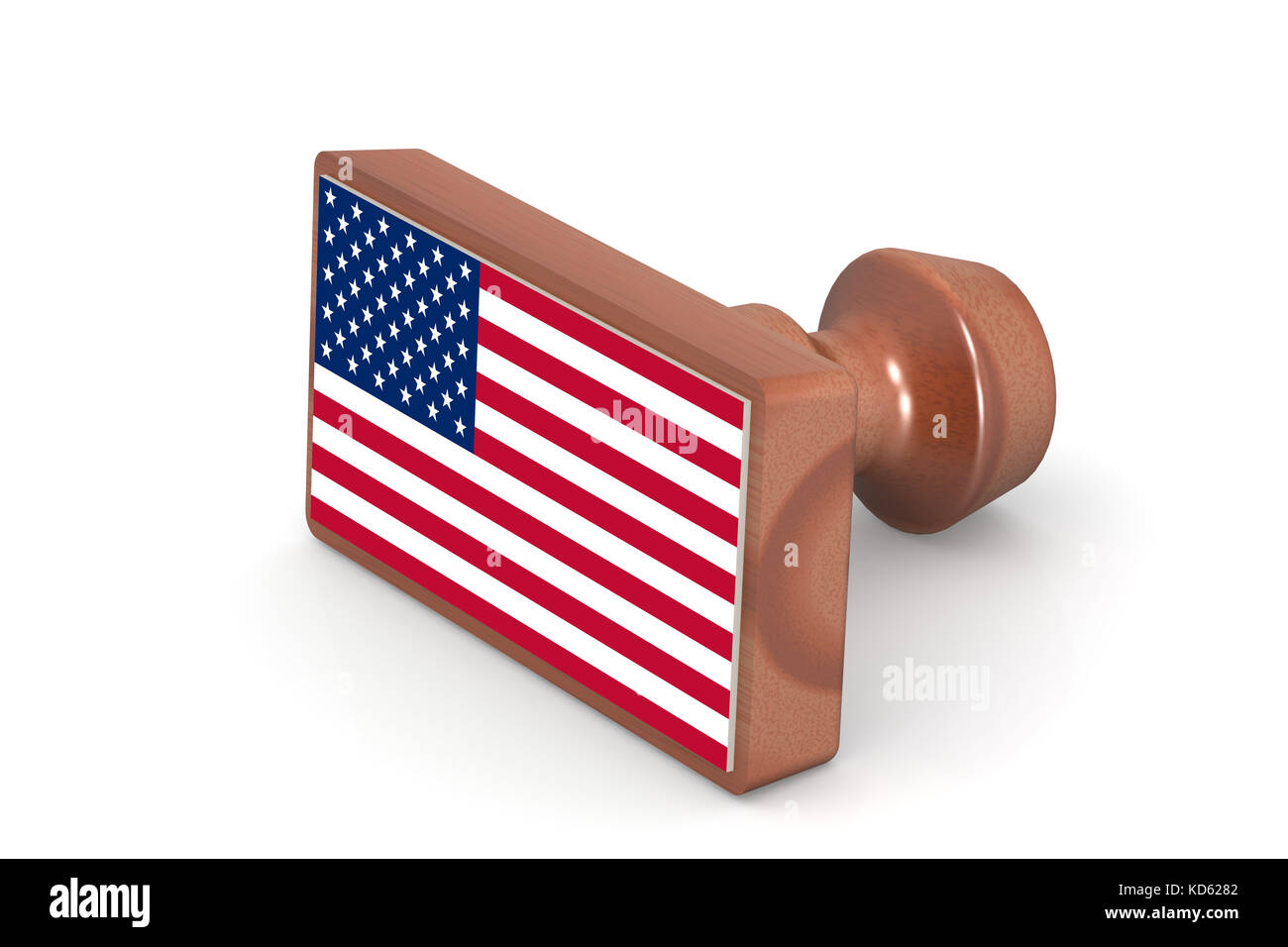 Francobollo di legno con Stati Uniti bandiera immagine con hi-res resa grafica che può essere utilizzata per qualsiasi graphic design. Foto Stock