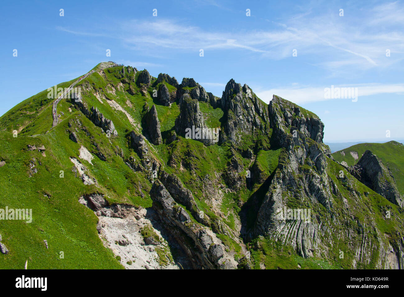 Il Puy de Sancy mountain, vulcano dei Monts Dore massiccio, la montagna più alta del massiccio centrale regione, a un'altitudine di 1886 m. Il picco "Les un Foto Stock