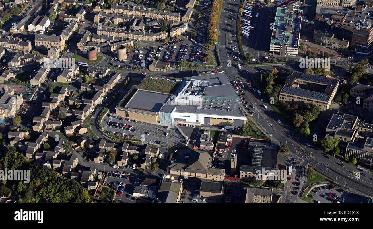 Vista aerea del Huddersfield Leisure Centre, Regno Unito Foto Stock