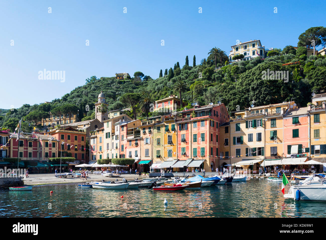 Portofino, la provincia di Genova, riviera ligure, Italia. il porto. Foto Stock