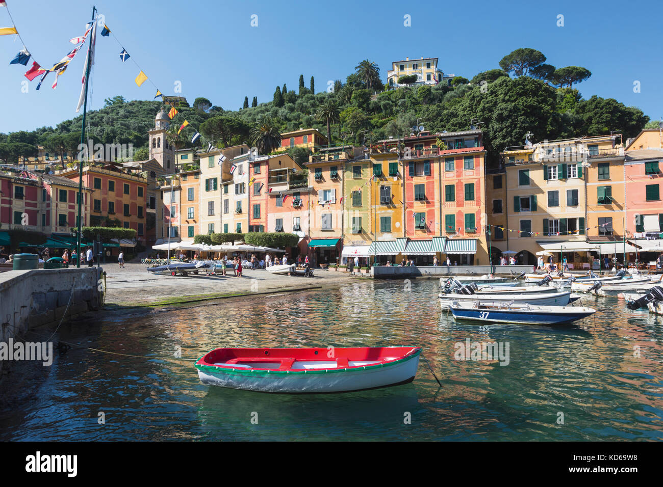 Portofino, la provincia di Genova, riviera ligure, Italia. il porto. Foto Stock