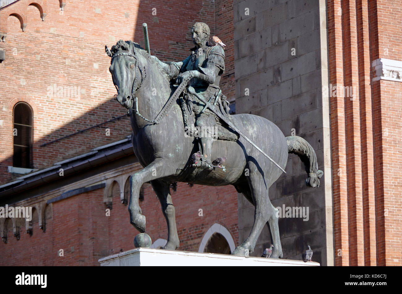 Statua equestre di Gattamala, da Donatella all esterno della Basilica di Sant'Antonio di Padova, Italia Foto Stock