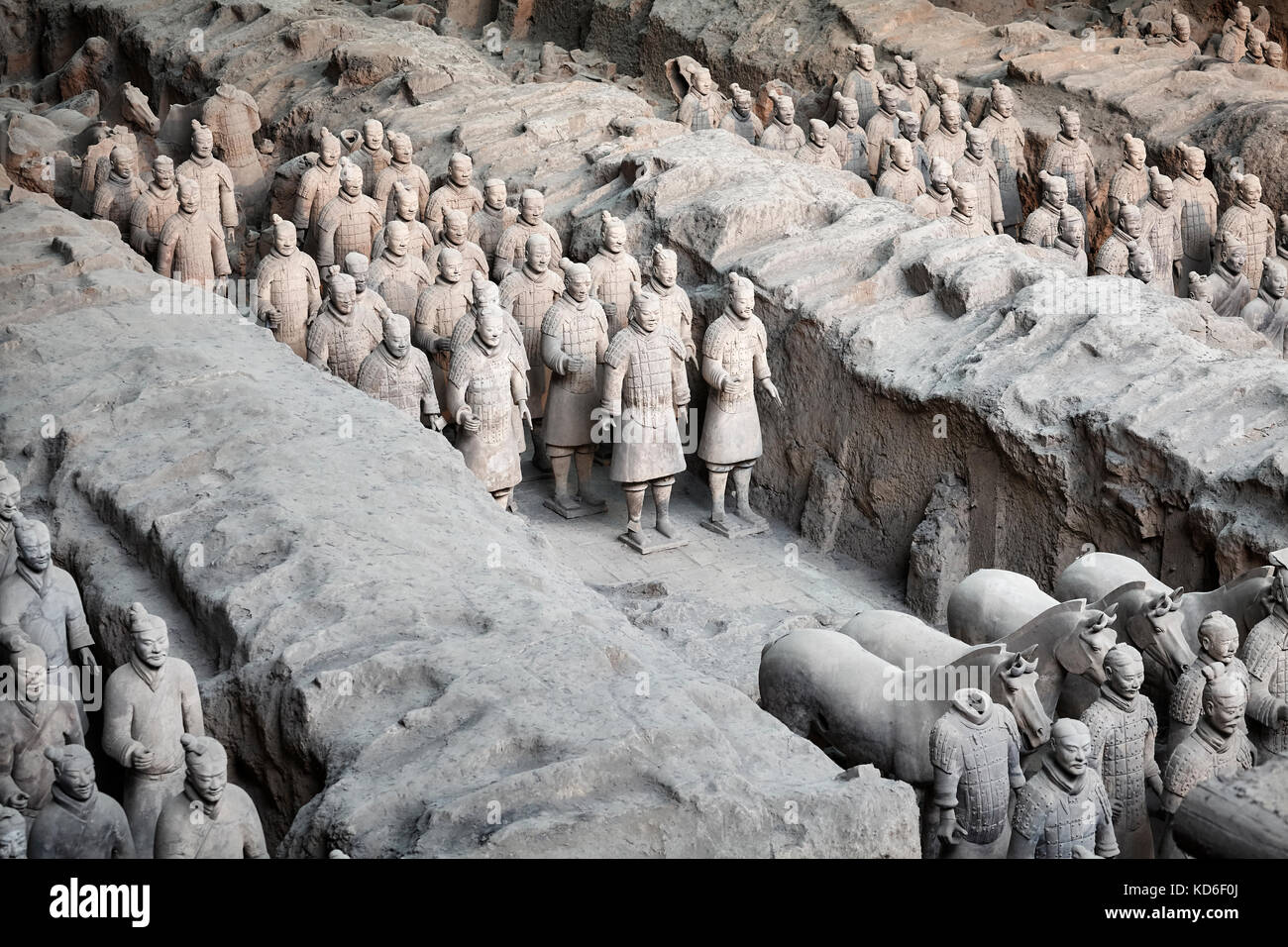 Xian, Cina - 4 Ottobre 2017: Esercito di Terracotta sito archeologico. Tre box contengono più di 8000 soldati. Foto Stock