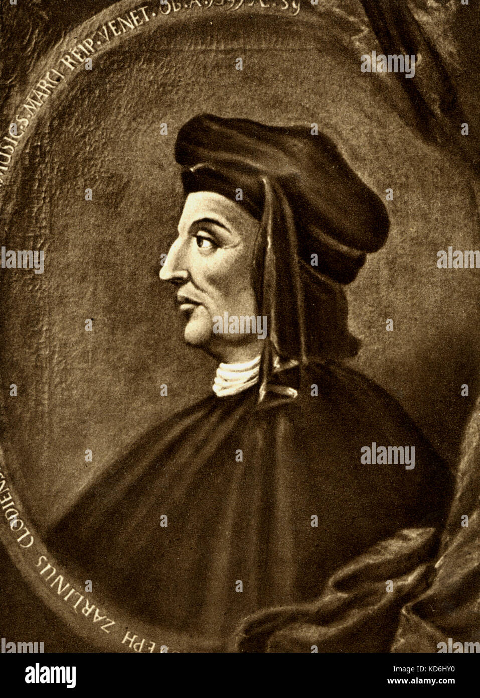 Maestro Gioseffo/Giuseppe Zarlino, profilo verticale. La musica italiana teorico e compositore, 1517-1590. Storia della Musica, Volume One, A. della Corte, G. Pannain. Foto Stock