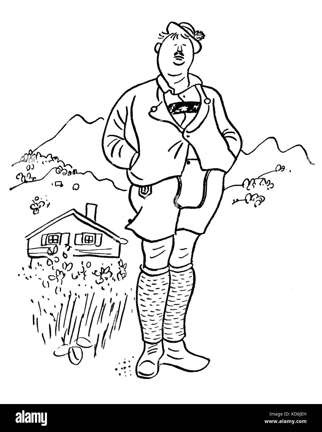 Leo Slezak, Self-portrait in caricatura. Tenore Austriaco, 1873-1946. Foto Stock