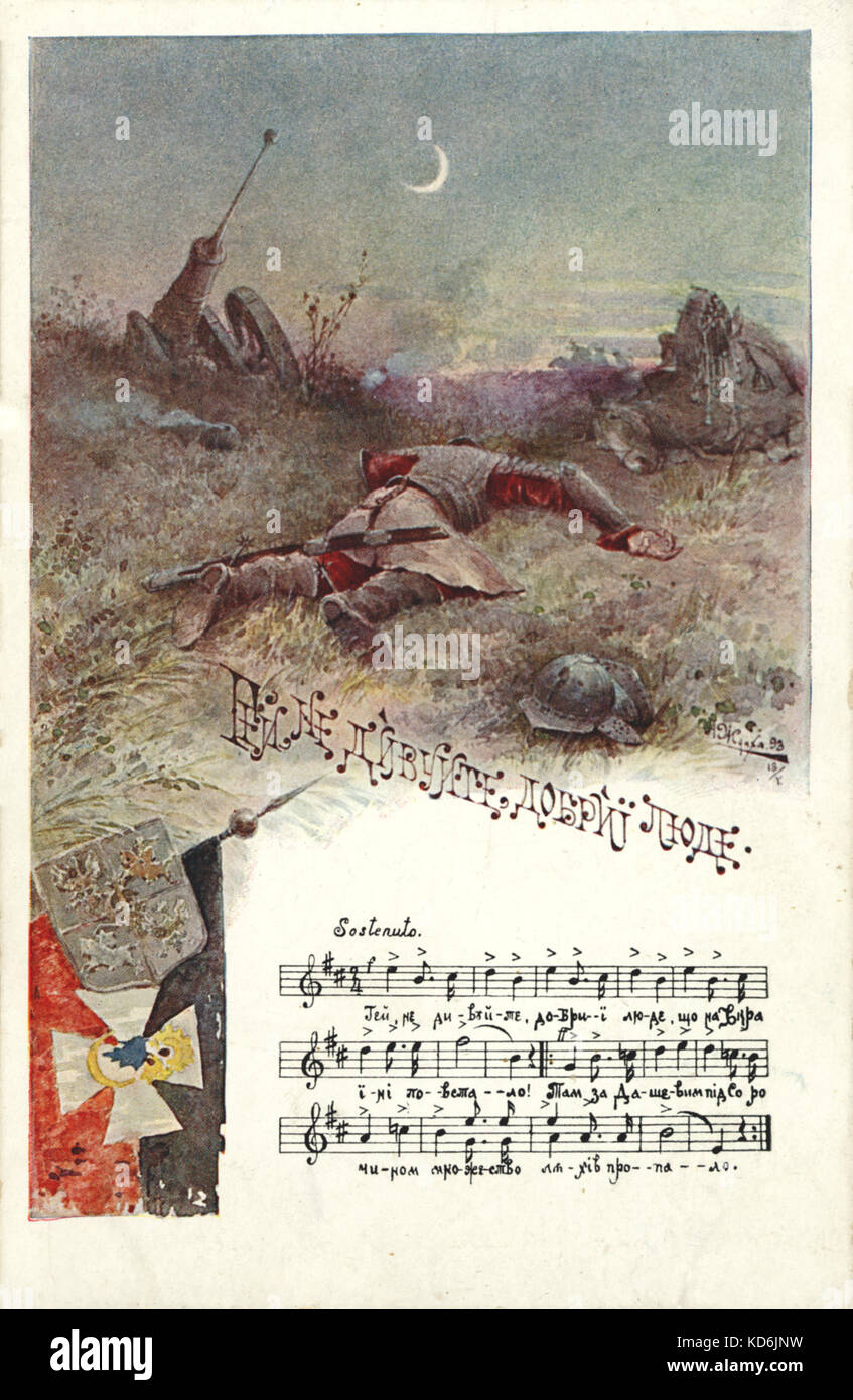 La pittura di ben noto brano ucraino, piange la morte di soldati in battaglia, da Amvrosij Jdaha, 1893. L'Ucraina. Foto Stock