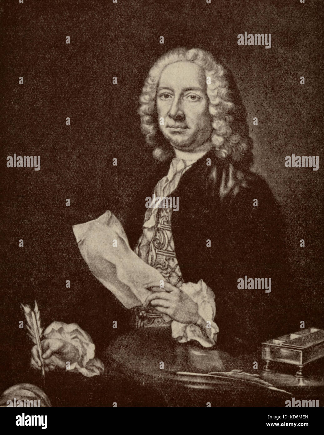 Francesco Geminiani - ritratto. Autore del primo metodo di violino. L'Italiano violinista e compositore. Allievo di Corelli. 5 Dicembre 1687 - 17 settembre 1762. Foto Stock