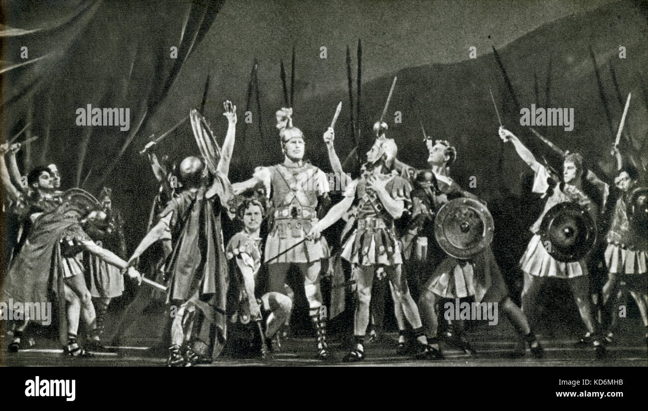 Aram Khachaturian 's ballet Spartacus - Atto III Il compositore russo, 6 giugno 1903 - 1 maggio 1978.. A. Makarov in centro come Spartaco (Kirov 1956) i soldati sventolando sciabole. Foto Stock