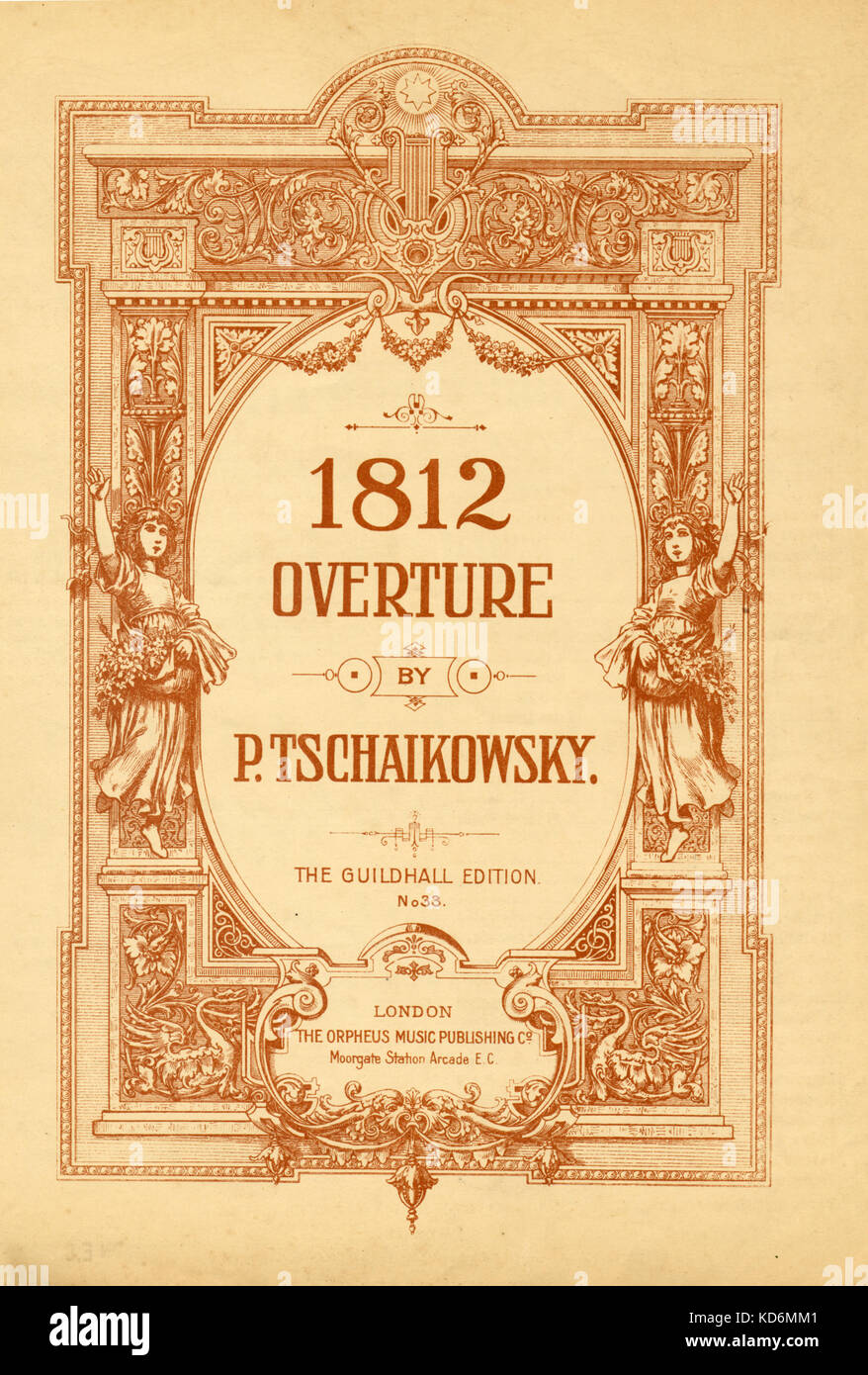 Ciaicovskij, Piotr I. 1812 Overture Opus 49- pagina titolo Londra, Orpheus music publishing, il compositore russo, 7 maggio 1840 - 6 novembre 1893. Foto Stock