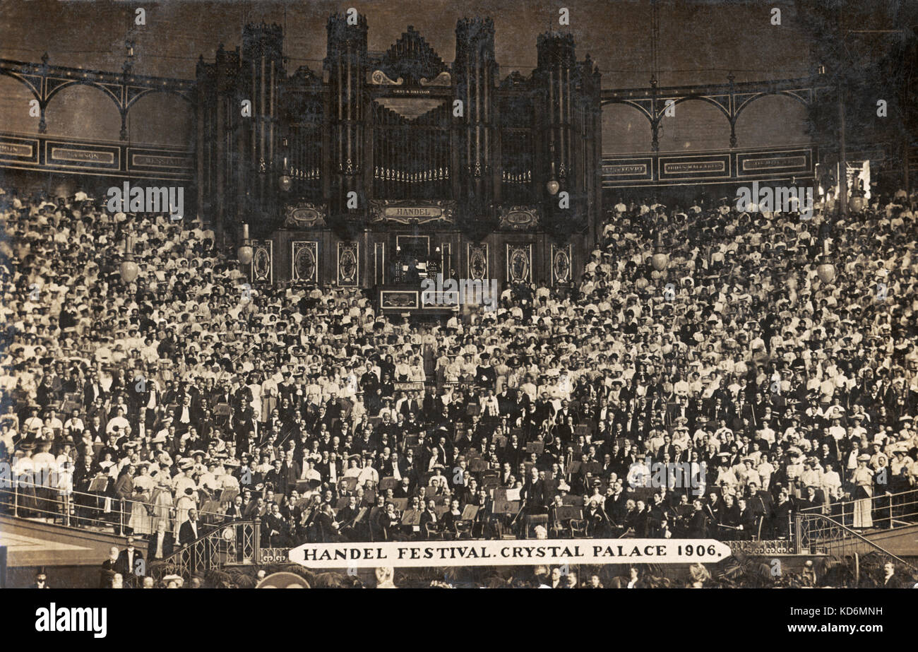 Handel Festival, Crystal Palace 1906. Panoramica di pubblico e di organo. Compositore tedesco-inglese, 23 Febbraio 1685 - 14 Aprile 1759 Foto Stock