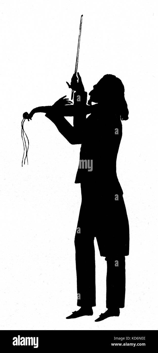 PAGANINI, Niccolo - Silhouette a suonare il violino. Italiano violinista virtuso ( 1782 - 1840 ) Foto Stock