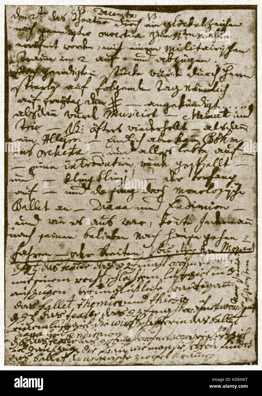 Pagina estratto da Nannerl's Diary - Wolfgang Amadeus Mozart - sorella datata 1779. Mozart, il compositore austriaco, 27 Gennaio 1756 - 5 dicembre 1791. Foto Stock