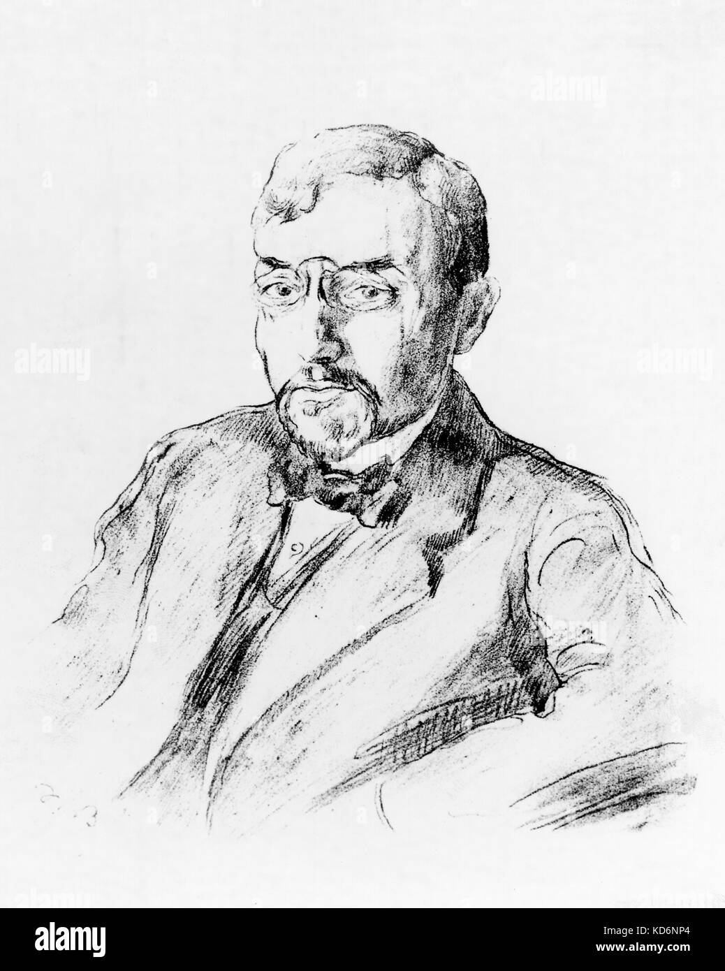 Florent Schmitt, ritratto. Disegno. Il compositore francese, 28 settembre 1870 - 17 agosto 1958. Foto Stock