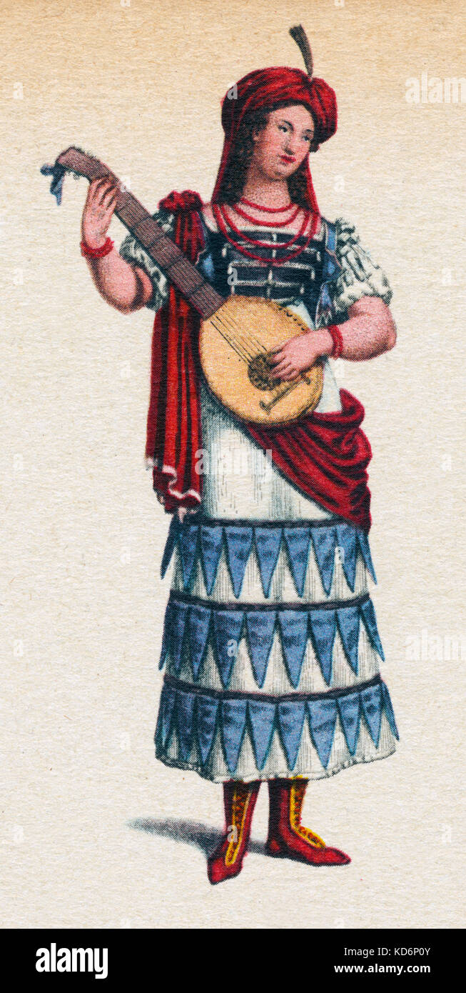 Carl Maria von Weber 's opera 'Preziosa' - costume design per titolo ruolo, Berlino Hoftheater, 1821. Compositore tedesco e conduttore, 18 novembre 1786 - 5 giugno 1826. Foto Stock