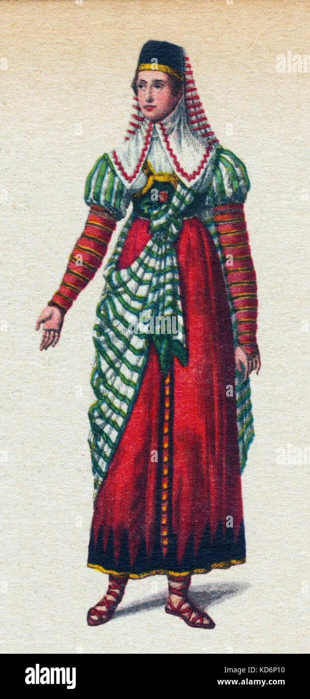 Carl Maria von Weber 's opera 'Preziosa' - costume design per titolo ruolo, Berlino Hoftheater, 1821. Compositore tedesco e conduttore, 18 novembre 1786 - 5 giugno 1826. Foto Stock